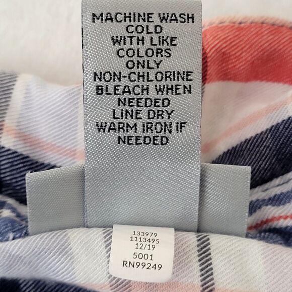 Catherines Red White Blue Patriotic Plaid Twist Front Button Down Blouse Size 3X - Picture 4 of 6